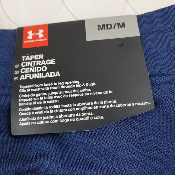 NWT Under Armour Men's Med Fitted Performance Taper Joggers Dark Blue Zipper Leg - Picture 9 of 13